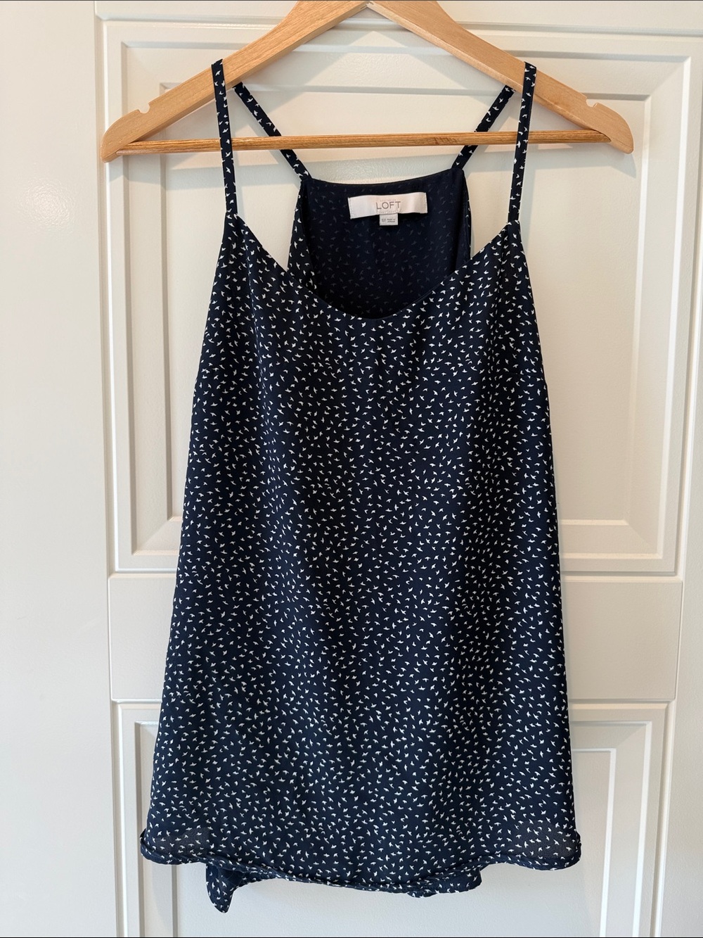 LOFT Navy & White Printed Spaghetti Strap Top